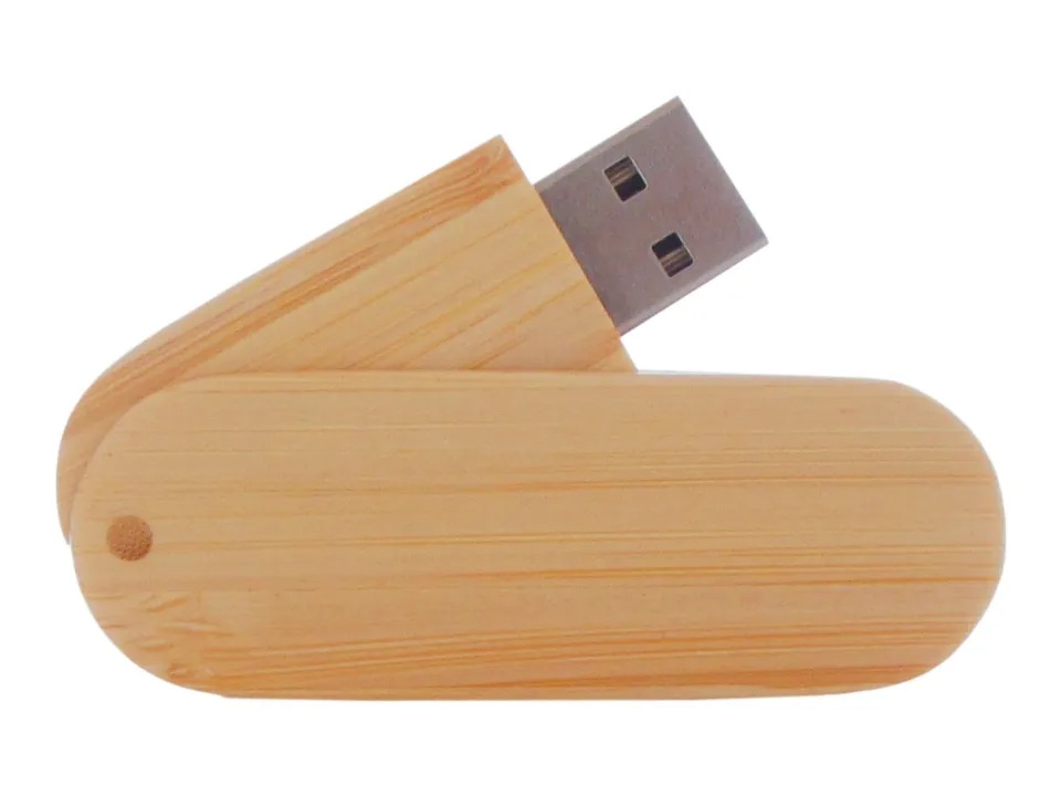 Pendrive ovalado de bambú personalizado con logo, foto 2