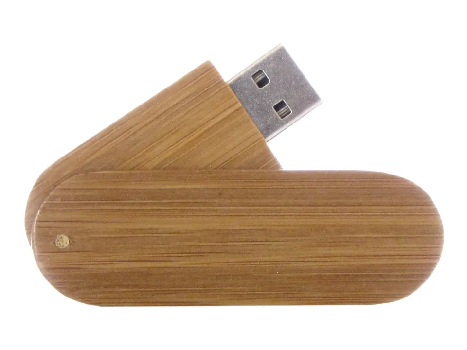 Pendrive ovalado de bambú personalizado con logo, foto 3