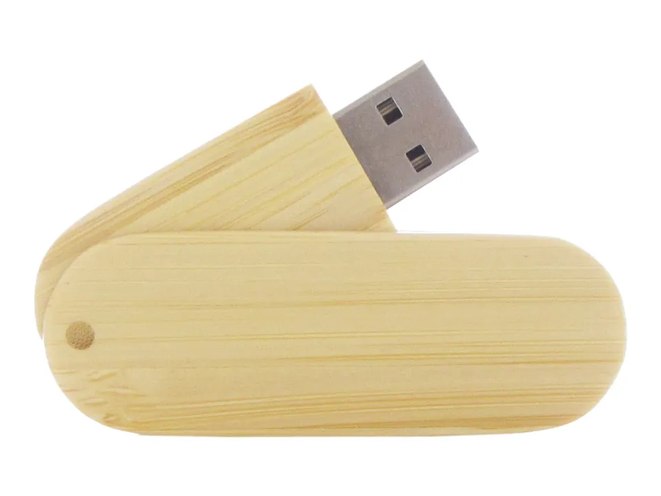 Pendrive ovalado de bambú personalizado con logo, foto 5