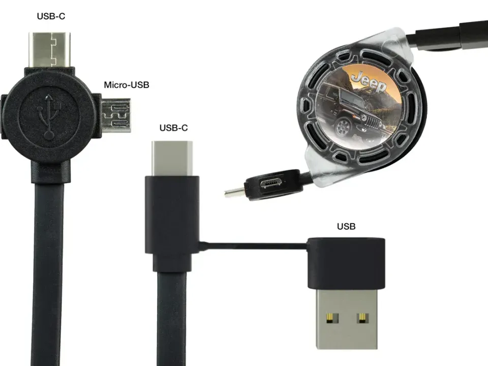 Cable multiconector retráctil personalizado con logo, foto 2