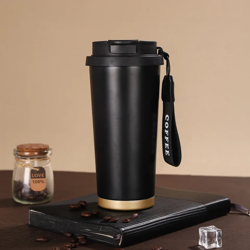 Vaso de café 530 ml de acero 316 con doble boca y correa personalizado con logo, foto 2