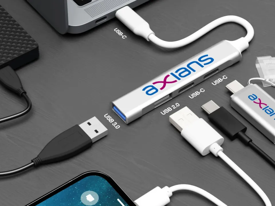 Hub USB-C multipuerto de aluminio personalizado con logo, foto 2