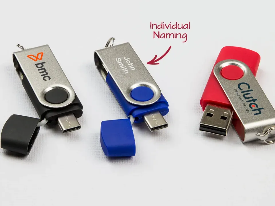 Swivel USB-A and USB-C customized with logo, photo 3