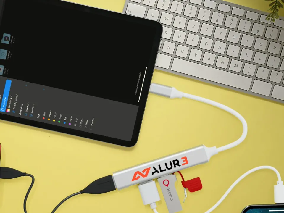Hub USB-C multipuerto de aluminio personalizado con logo, foto 3