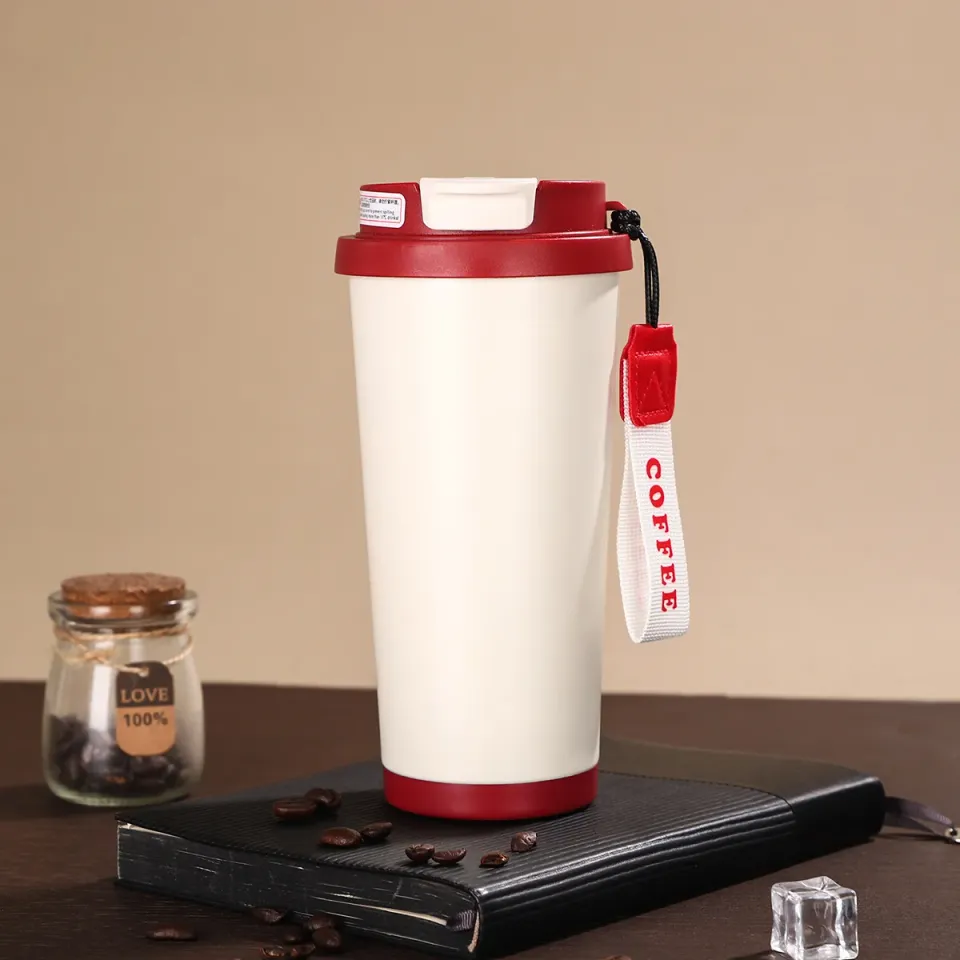 Vaso de café 530 ml de acero 316 con doble boca y correa personalizado con logo, foto 3