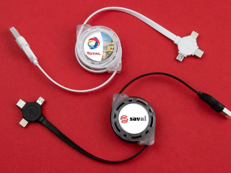 Cable multiconector retráctil personalizado con logo, foto 7