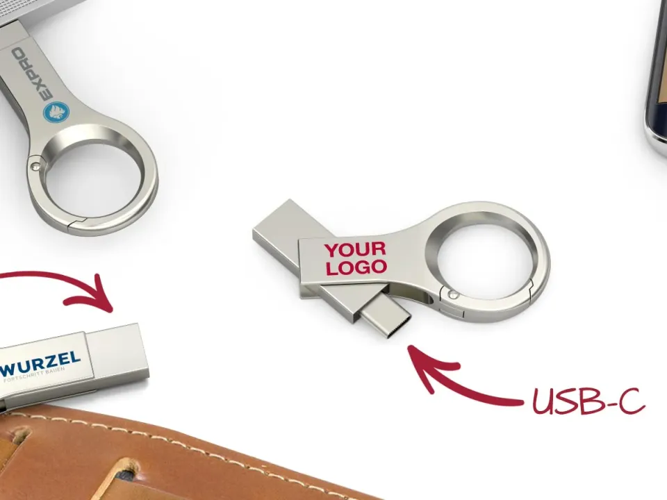 Pendrive dual con gancho personalizado con logo, foto 2