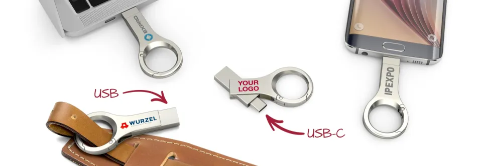Pendrive dual con gancho personalizado con logo, foto 2