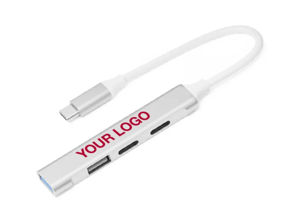 Hub USB-C multipuerto de aluminio personalizado con logo