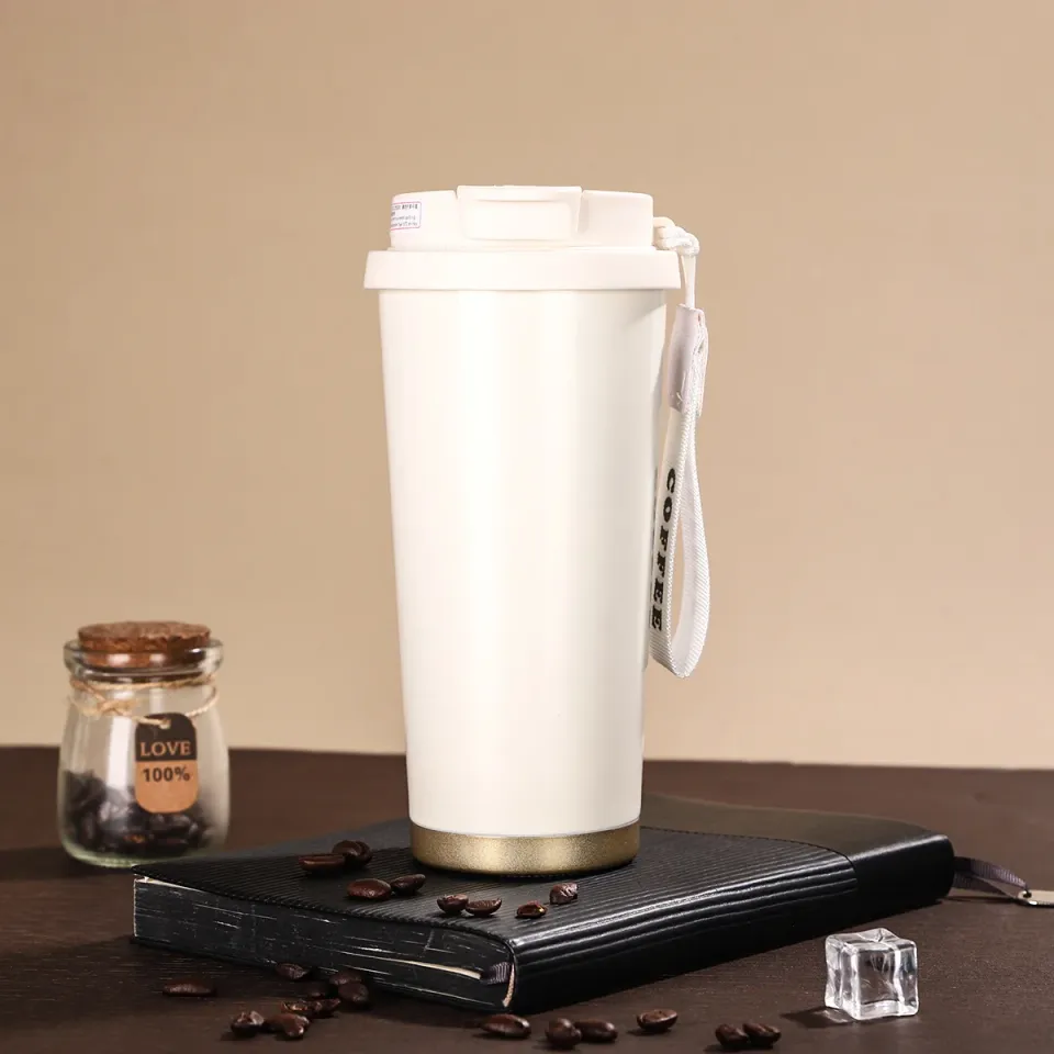 Vaso de café 530 ml de acero 316 con doble boca y correa personalizado con logo, foto 1