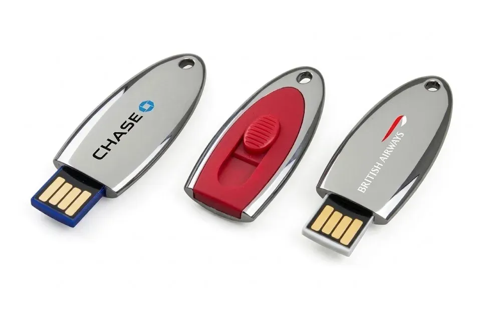 Pendrive ovalado retráctil personalizado con logo, foto 1