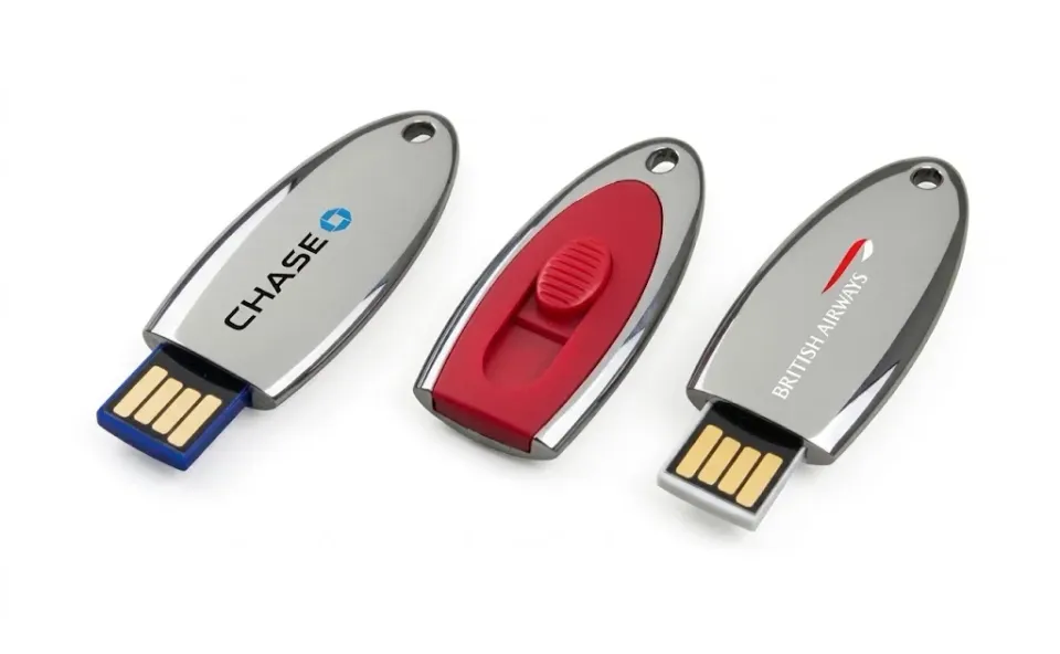 Pendrive ovalado retráctil personalizado con logo, foto 1