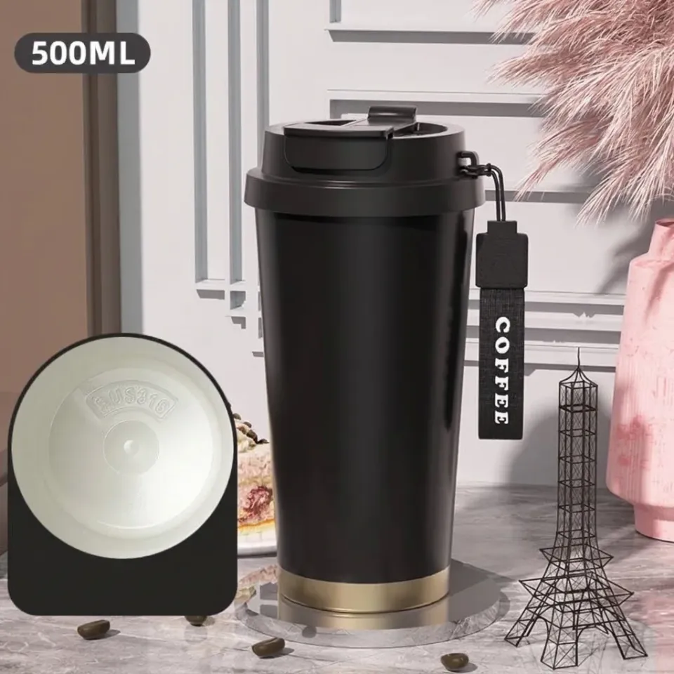 Vaso de café 530 ml de acero 316 con doble boca y correa personalizado con logo, foto 5